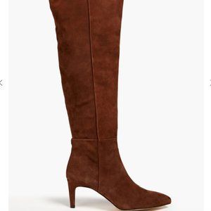 Sam Edelman Ursula Toasted Coconut Pointed Toe Kitten Heel Over the Knee Boots